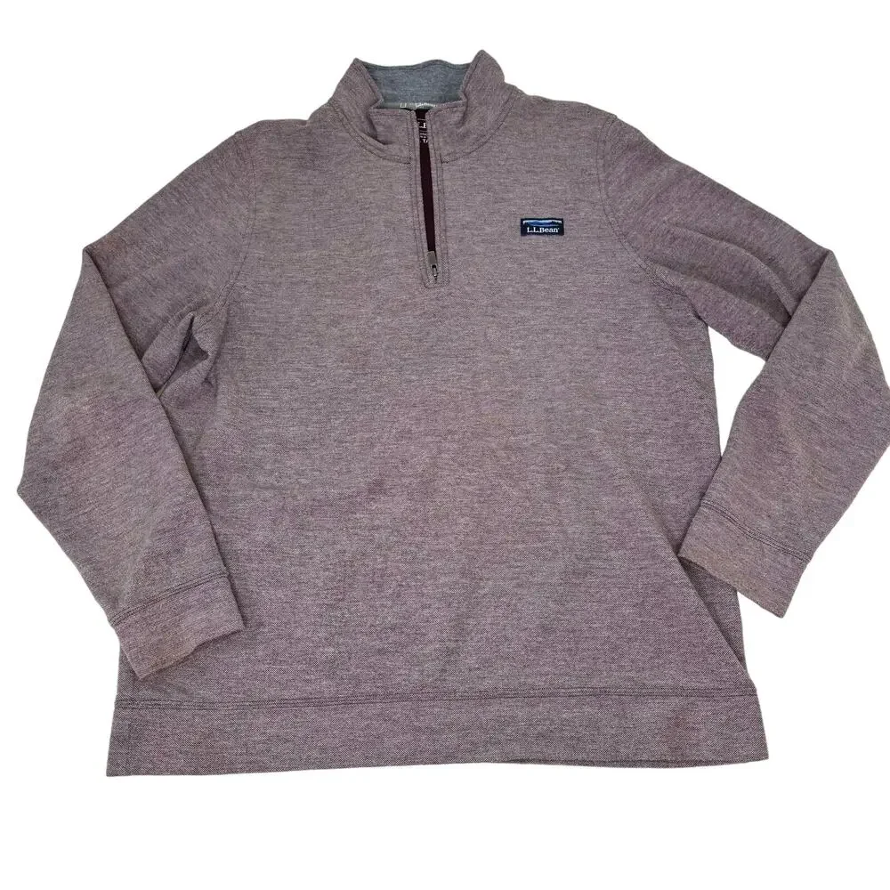 LL Bean Mens Comfort Stretch Pique Quarter Zip Long Sleeve Pullover L Tall